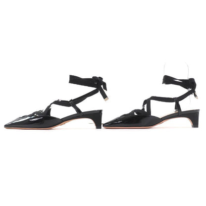 Christian DIOR D-envol Patent Leather Square Toe Lace Up Pumps Black 36 With