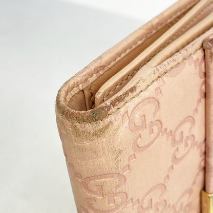 Guccissima 112715 Leather Pink Gold Hardware Women's Long Wallet