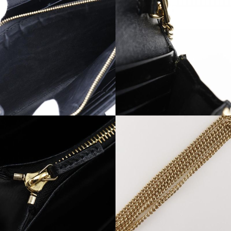 Gucci Jackie 1961 652681 Calf Black Women's Chain Wallet