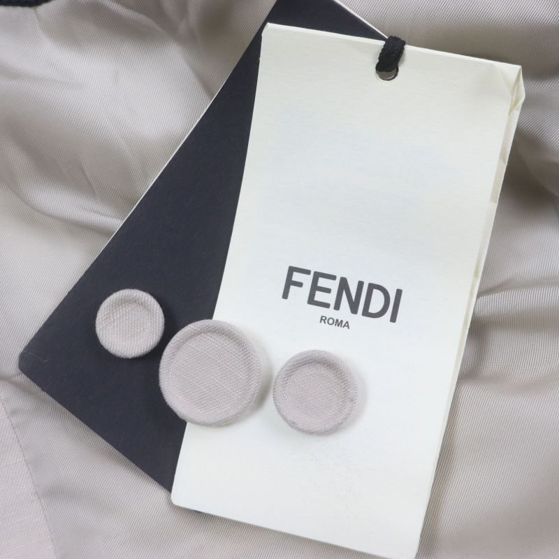  Fendi 2021 Fj0657 41% Linen Peaked Lapel Logo Embroidery Single Jacket