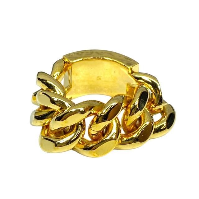 Saint Laurent Chunky Chain Ring Accessories Small Logo GP Gold Size 5 (size 8)