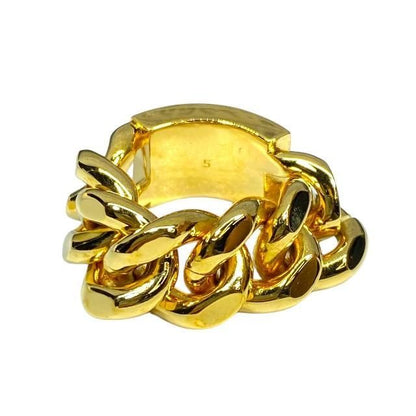 Saint Laurent Chunky Chain Ring Accessories Small Logo GP Gold Size 5 (size 8)