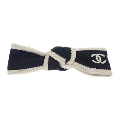 Chanel Bow Aa9921 Barrette Silk Black Silver Hardware
