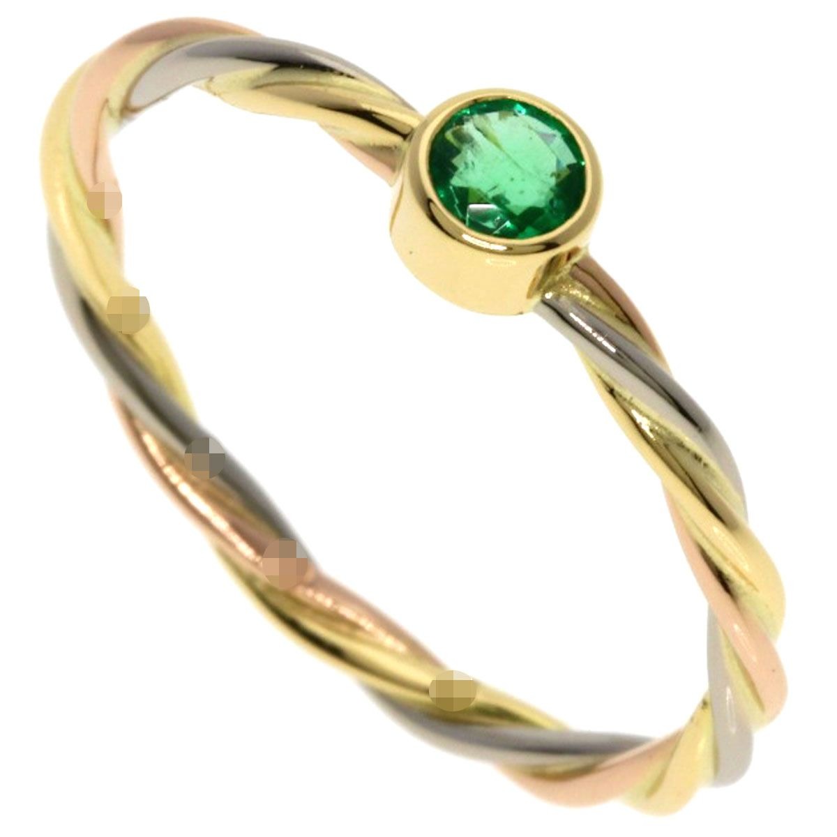 Cartier Twist Emerald 51 Ring 18K Yellow Gold White Pink