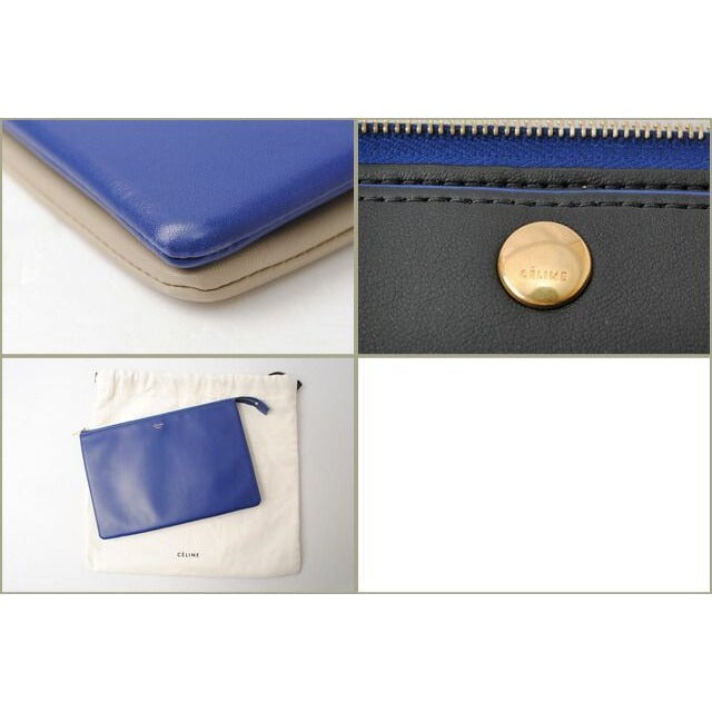 Celine Clutch Pouch Bag Bicolor Blue Beige — view 4
