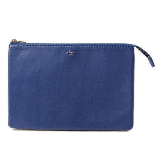 Celine Clutch Pouch Bag Bicolor Blue Beige