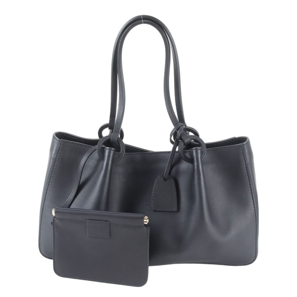Gucci Vitello Leather Tote Shoulder Hand Black