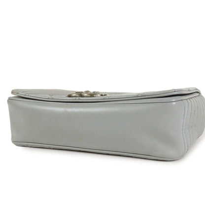 Chanel Coco Boy Flap Gray Silver Leather Chain Shoulder Bag — view 3