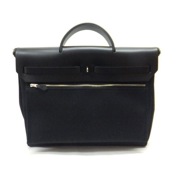 Hermes Messenger Herbag 39 Toile Military Vache Hunter Black Carved — view 2
