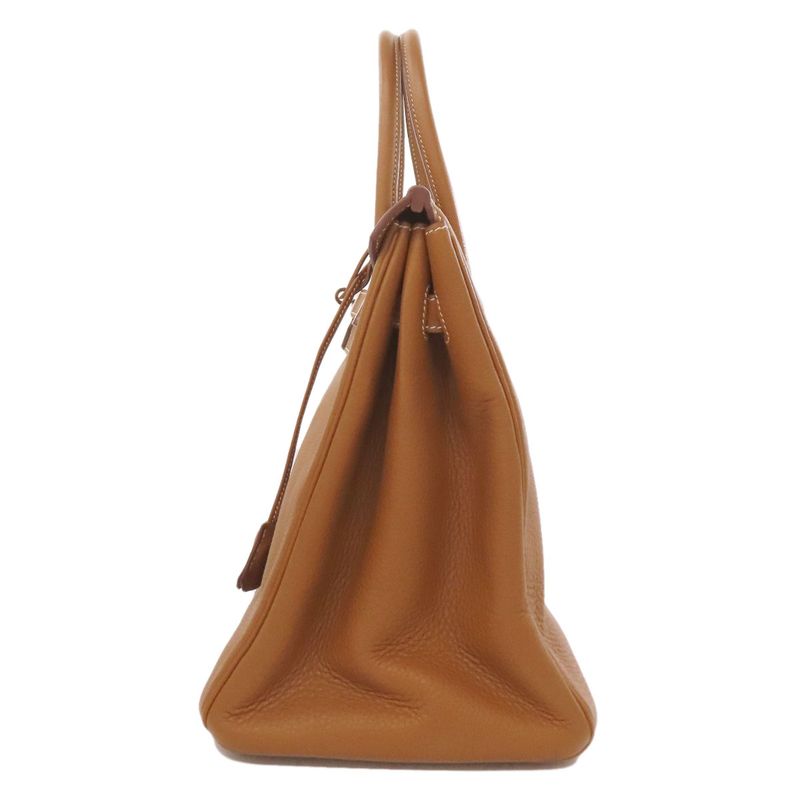 Hermes Birkin 35 Gold Silver Hardware Handbag Taurillon Women