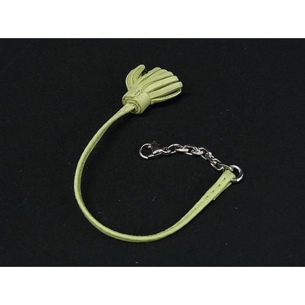 Hermes Carmenchita Leather Silver Tassel Key Holder Charm Light Green — view 2