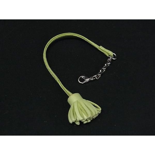 Hermes Carmenchita Leather Silver Tassel Key Holder Charm Light Green