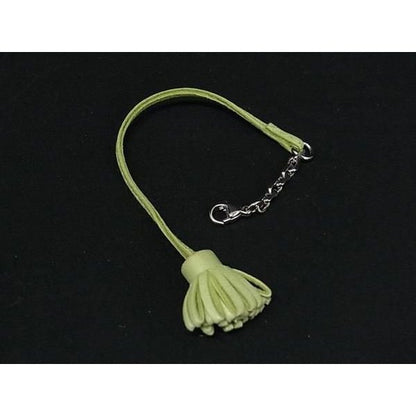 Hermes Carmenchita Leather Silver Tassel Key Holder Charm Light Green