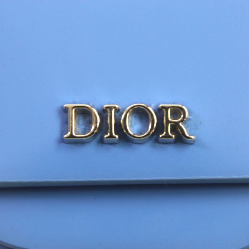 DIOR Om Leather Earphone Case With Logo Hardware Airpods Light Blue Silver