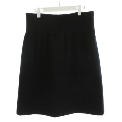 Chanel Flare Skirt Knee Length Wool Silk 44 Black An67