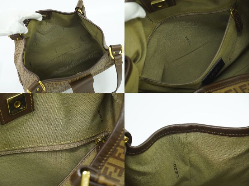 Authentic Fendi Zucchino Shoulder Bag Tote Bag PVC Brown Zucchino Bag Pre-owned