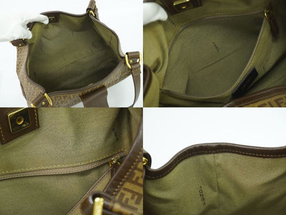 Authentic Fendi Zucchino Shoulder Bag Tote Bag PVC Brown Zucchino Bag Pre-owned