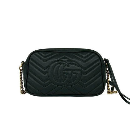 Gucci GG Marmont Small Logo Quilted Leather Shoulder Bag Black — view 3