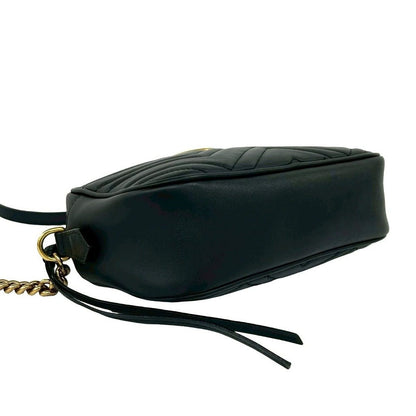 Gucci GG Marmont Small Logo Quilted Leather Shoulder Bag Black — view 7