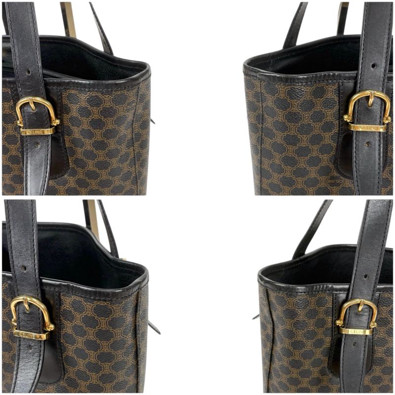 Celine Mini Tote Bag Black Macadam Pvcleather Bucket Shape Bucket