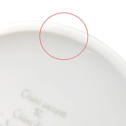 Hermes Tableware Chasse English Setter Mugs Pair Porcelain White and Green