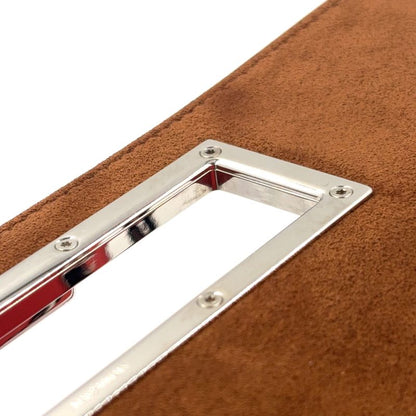 Fendi Baguette Chain Shoulder Leather Orange Brown And Black Shoulder Bag Silver