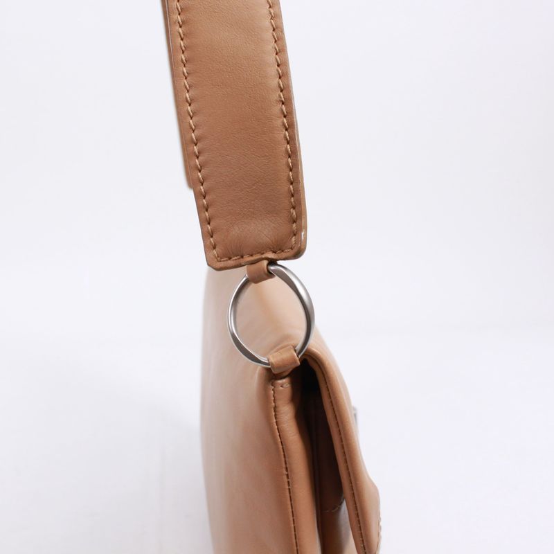 Chanel 255 Chocolate Bar Lambskin Beige Shoulder Bag Silver