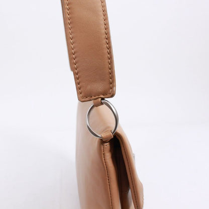 Chanel 255 Chocolate Bar Lambskin Beige Shoulder Bag Silver