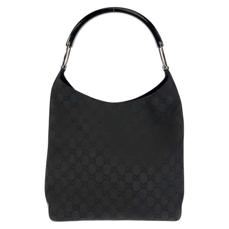 Gucci Black Silver Hardware GG Canvas/plastic 001 3752 Shoulder Bag Women 504840