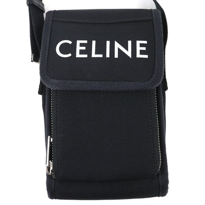 Celine Trekking Flap Phone Logo Mobile Pouch Shoulder Bag Black