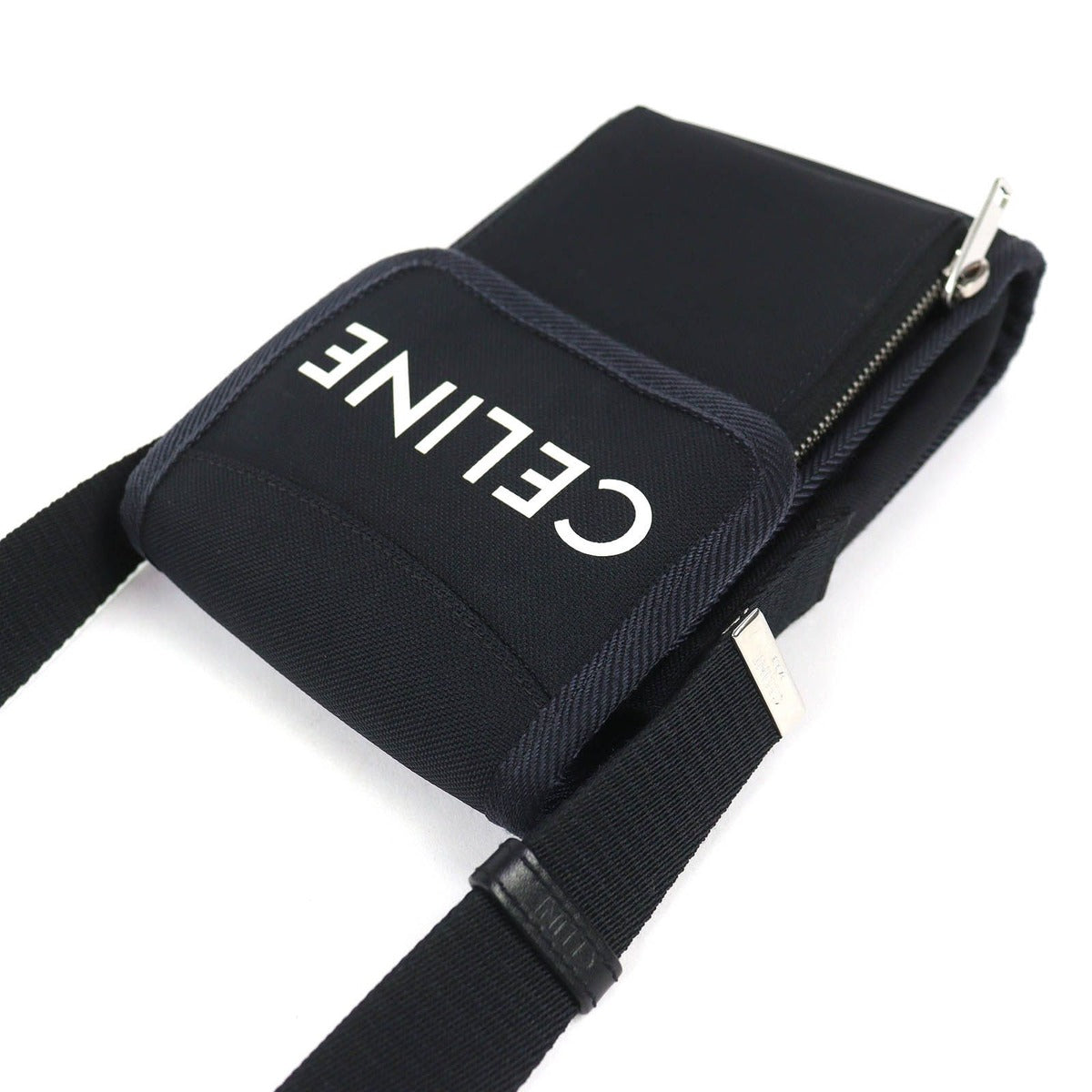 Celine Trekking Flap Phone Logo Mobile Pouch Shoulder Bag Black — view 5