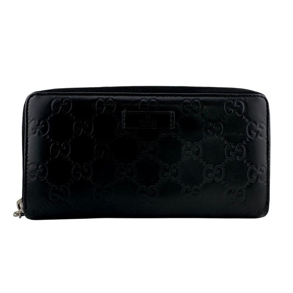 Gucci Zip Around Horsebit Guccissima Leather Wallet Black