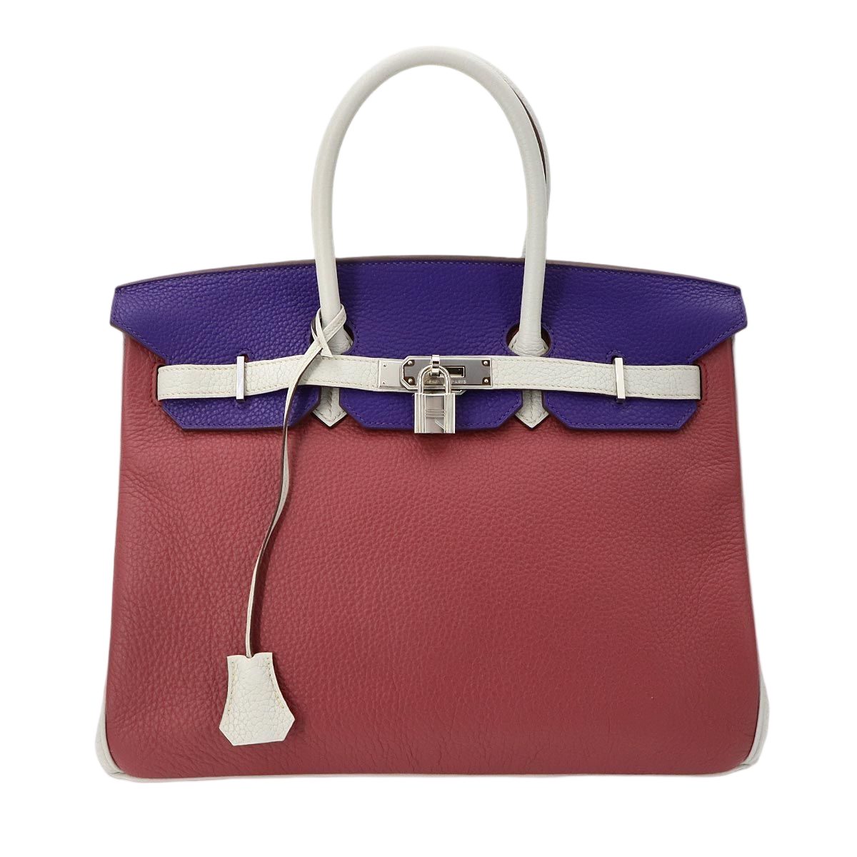 Hermes Birkin 35 Personal Togo Rosewood Iris Pearl Gray Hand