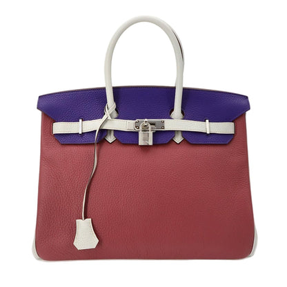Hermes Birkin 35 Personal Togo Rosewood Iris Pearl Gray Hand