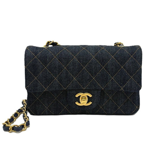 Chanel Shoulder Bag Quilted Mini 20 Denim Indigo Blue