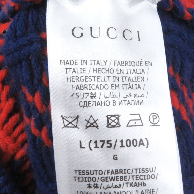 Gucci 23SS 711571 100% Wool Le Plaid Long Sleeve Knit Cardigan Orange Blue L