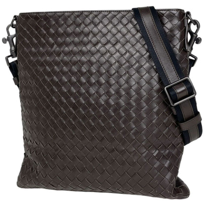 Bottega Veneta Intrecciato Shoulder Bag Crossbody Leather Brown
