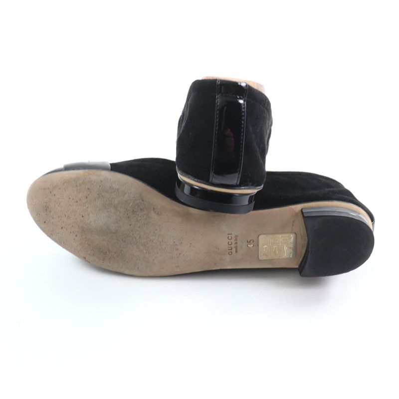 Gucci 270311 Bamboo Bit Suede Leather Pumps Flat Shoes Black 35 With Box Made