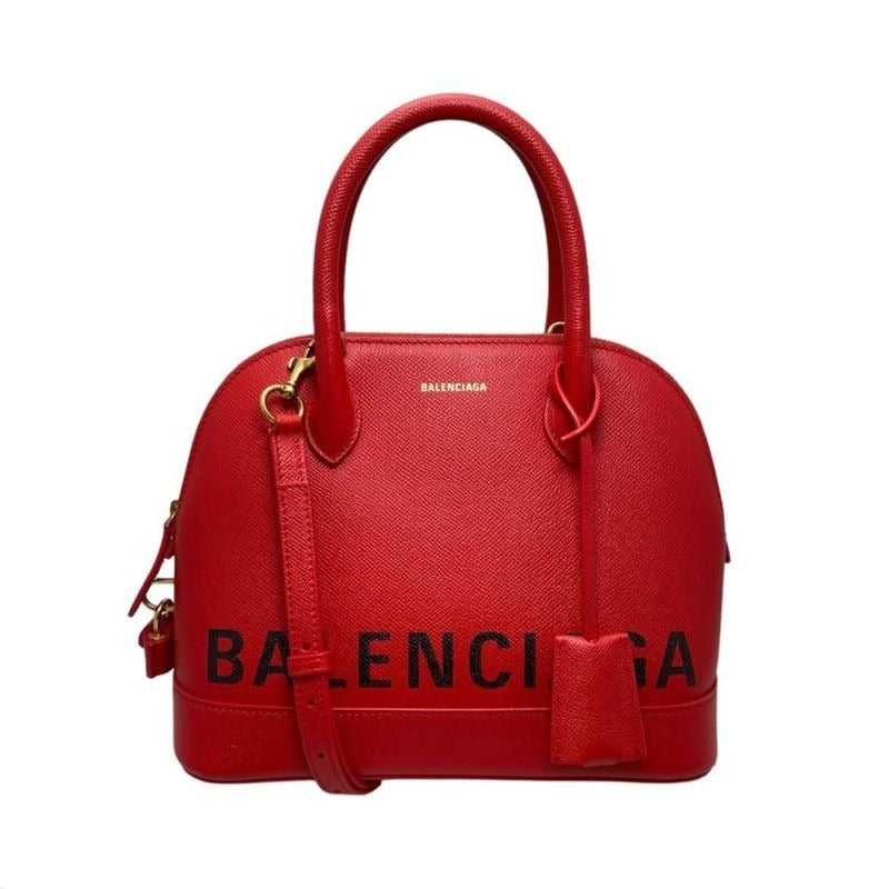 Balenciaga Shoulder Bag Ville Top Handle S Leather Logo Red