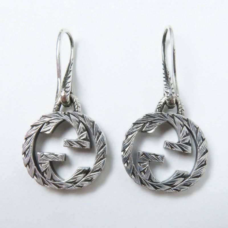 Gucci Interlocking G Arabesque Binaural Earrings Accessory Sv925 Silver With