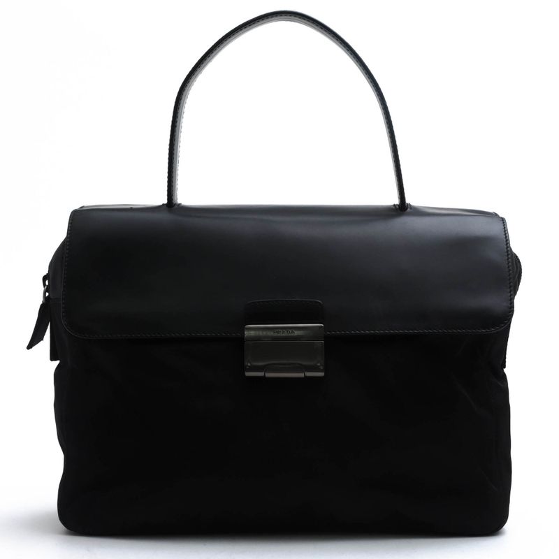Prada Bags Handbags Bags Tote Women Women's Nylon Leather Genuine Black B7496