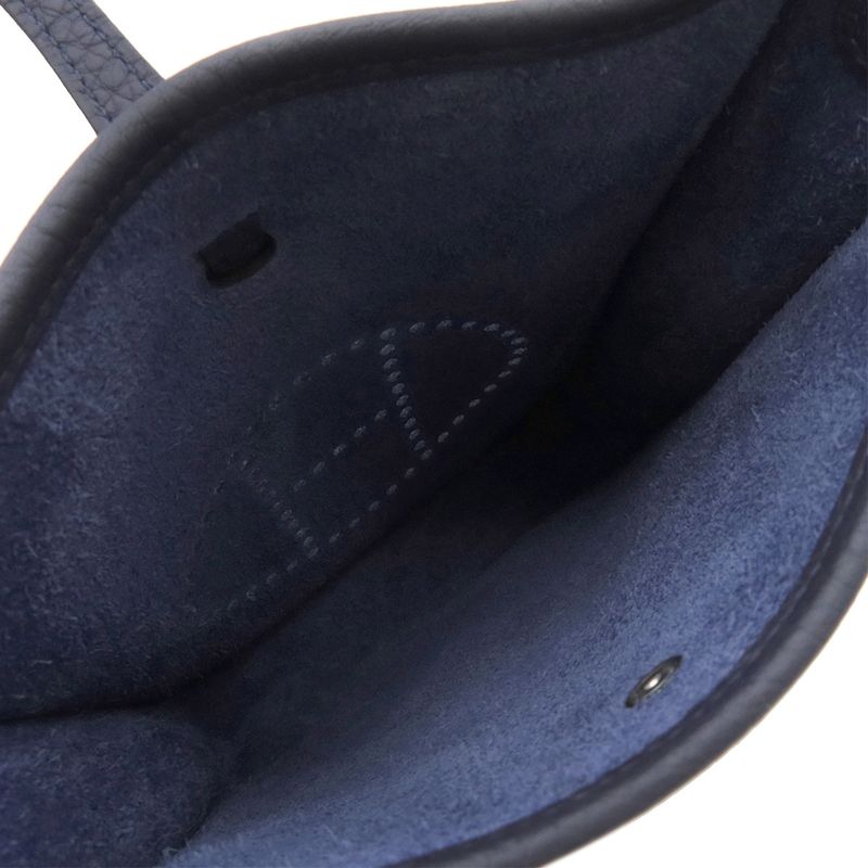 Hermes Shoulder Bag Evelyn TPM Taurillon Clemence Blue Nuit Silver Hardware