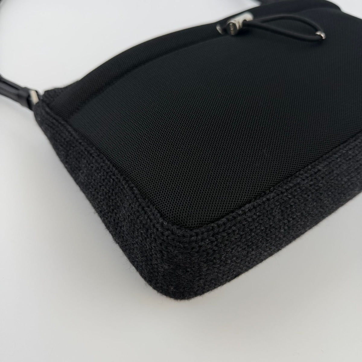 Prada Shoulder Bag Black Wool Vintage — view 11