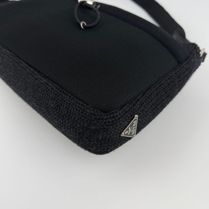 Prada Shoulder Bag Black Wool Vintage — view 12