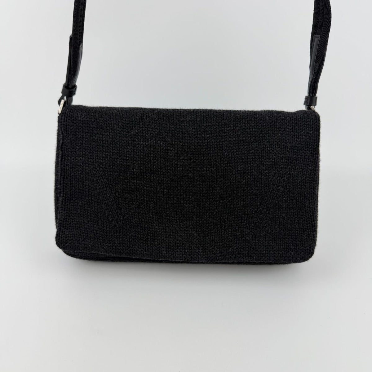 Prada Shoulder Bag Black Wool Vintage — view 3