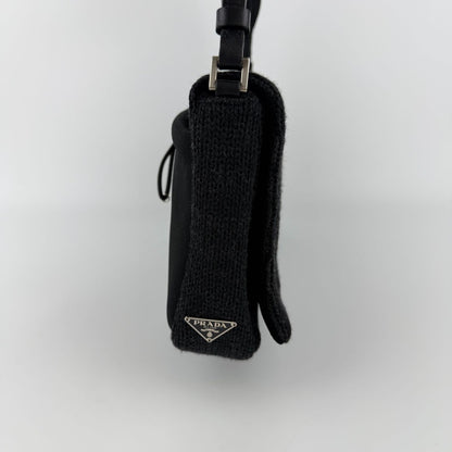 Prada Shoulder Bag Black Wool Vintage — view 5