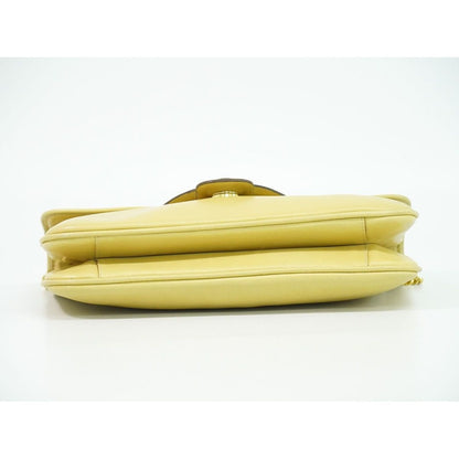 Celine Leather Chain Shoulder Bag Yellow — view 3