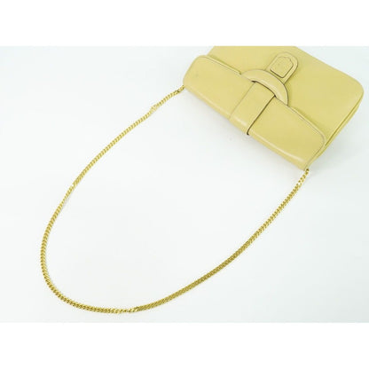 Celine Leather Chain Shoulder Bag Yellow — view 4