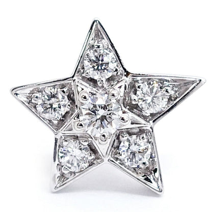 Chanel 18K White Gold Comet Diamond Earrings One Side Only Star