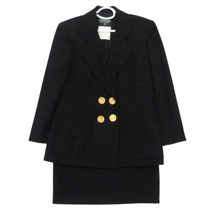 Chanel Vintage CC Logo Gold Button Skirt Double Breasted 38